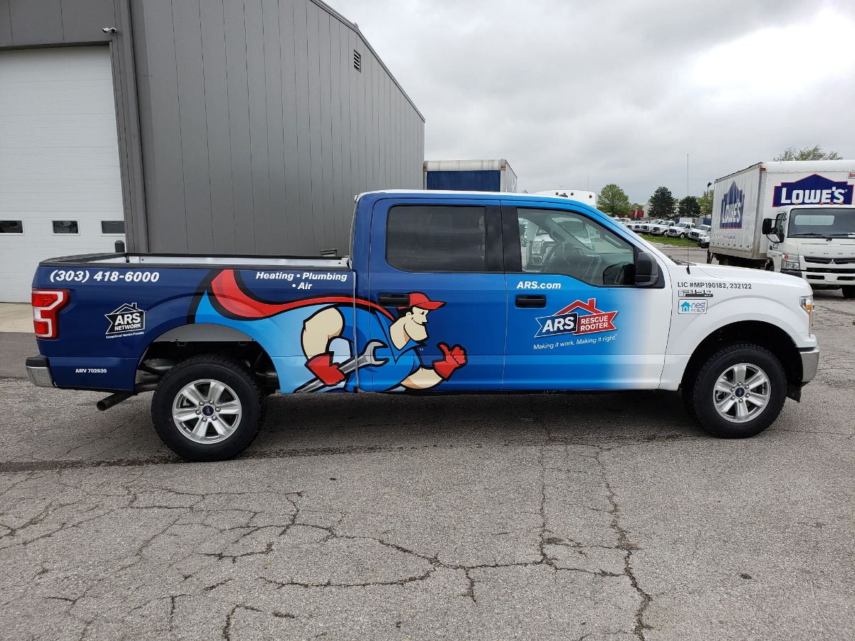 Finished pickup — full brand graphics, ready for the road